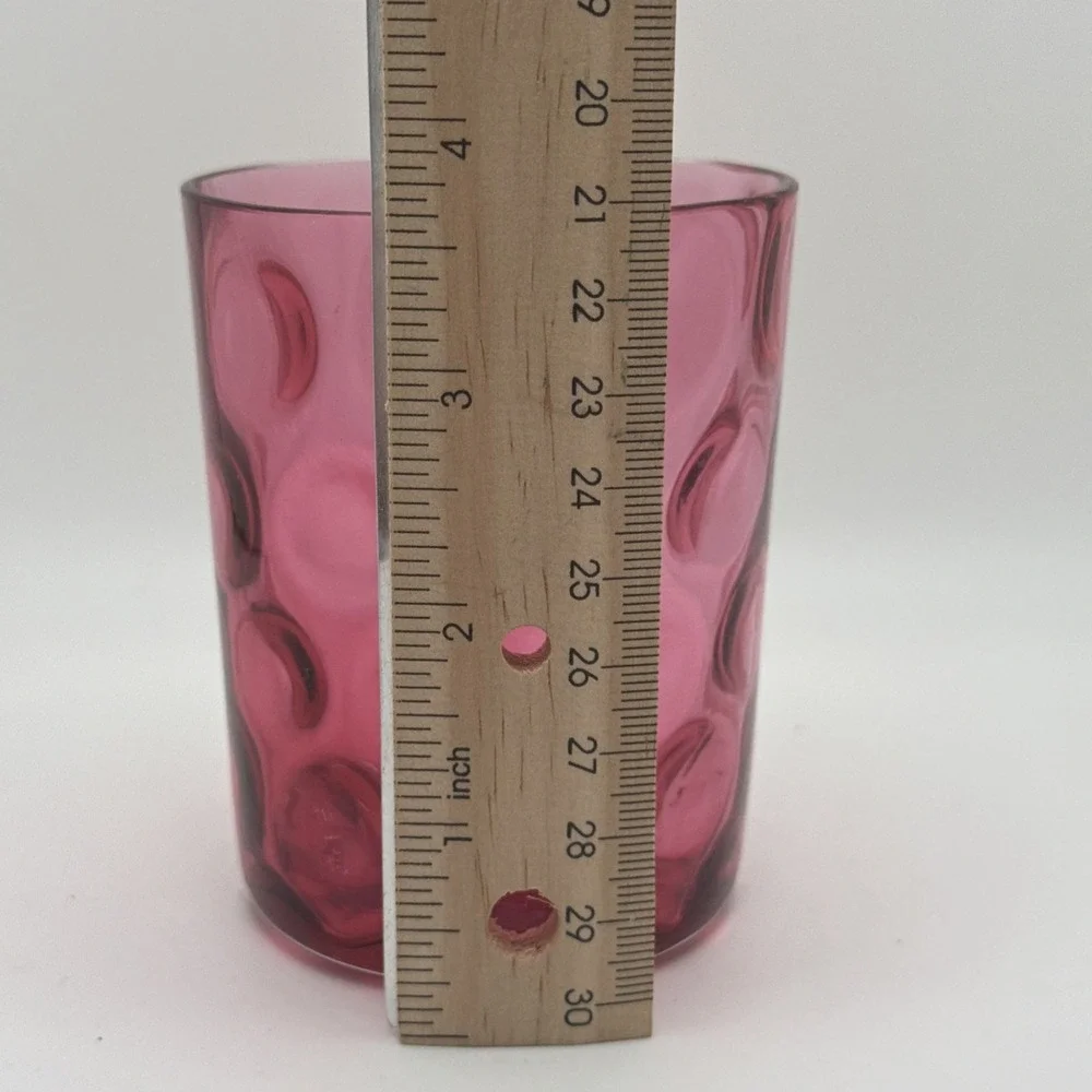 Fenton Cranberry Inverted Thumbprint Coin Dot or Dot Optic Glass 3-3/4